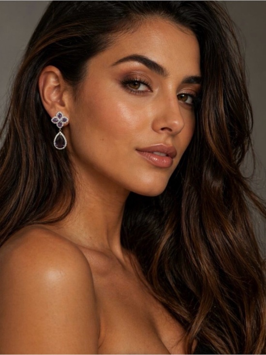 Jewelry - "Stewart" Purple Clover Earrings.